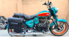 For Royal Enfield Goan Classic 350 Leather Canvas Pannier Bags Black and Mounting - SPAREZO For Royal Enfield Goan Classic 350 Leather Canvas Pannier Bags Black and Mounting - SPAREZO